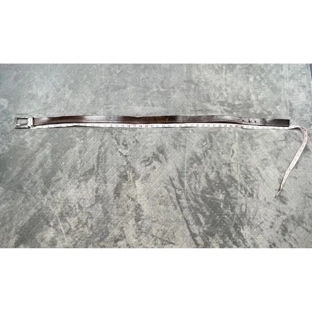 Trussardi Jeans Brown 100 Leather Belt Made in‎ Italy Sz 38/100cm Silver Buckle